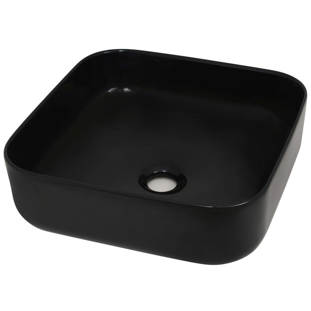 Vidaxl Washbasin cuadrado 38x38x13.5 cm de cerámica negra