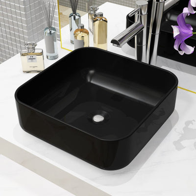 Vidaxl Washbasin cuadrado 38x38x13.5 cm de cerámica negra