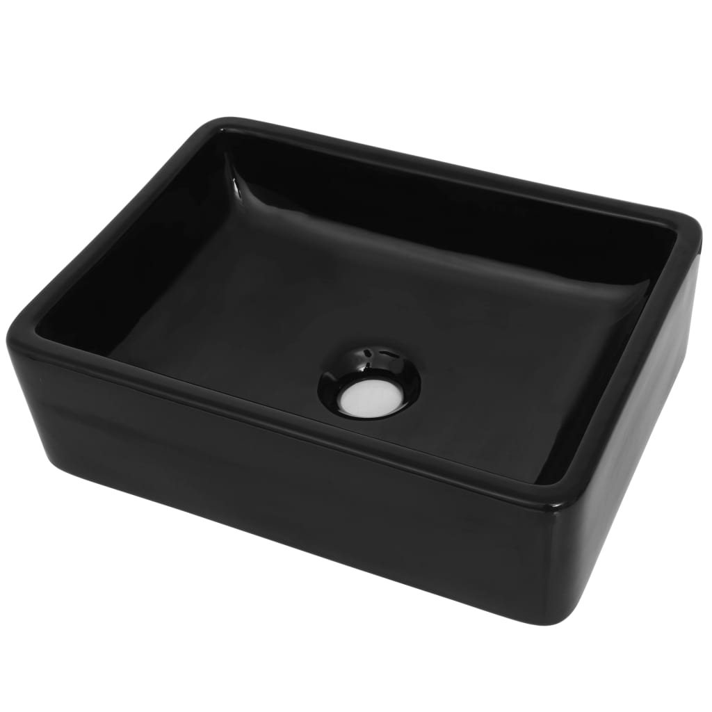 Vidaxl Washbasin Square 41x30x12 cm Black in ceramica