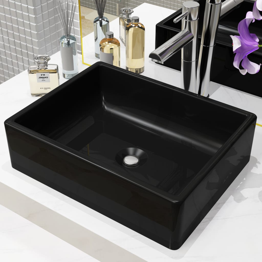 Vidaxl Washbasin Square 41x30x12 cm Black in ceramica