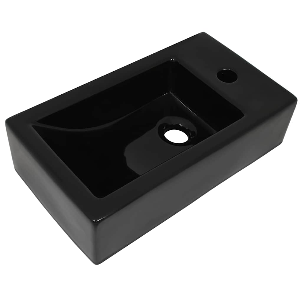 Vidaxl Washbasin con agujero del grifo rectangular 46x25.5x12 cm de cerámica negra