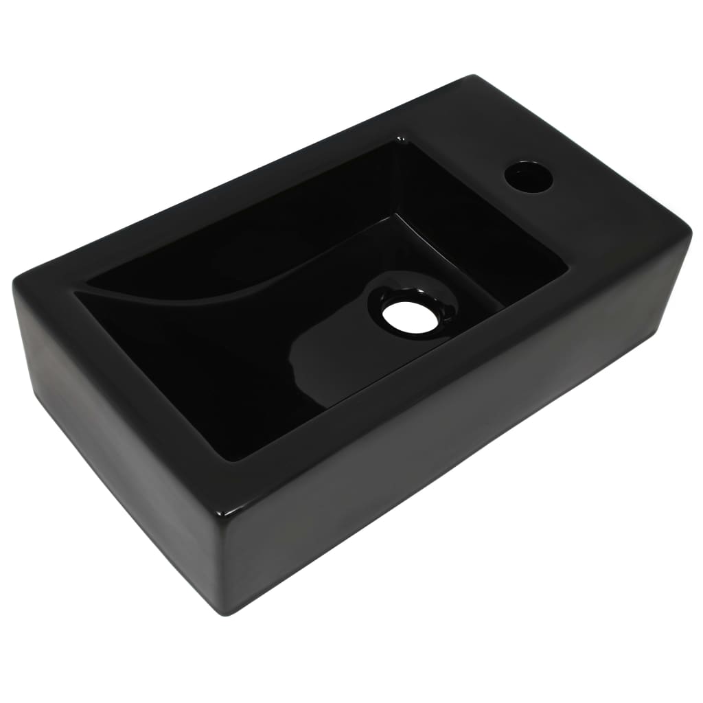 Vidaxl Washbasin con agujero del grifo rectangular 46x25.5x12 cm de cerámica negra