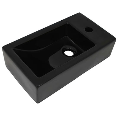 Vidaxl Washbasin con agujero del grifo rectangular 46x25.5x12 cm de cerámica negra
