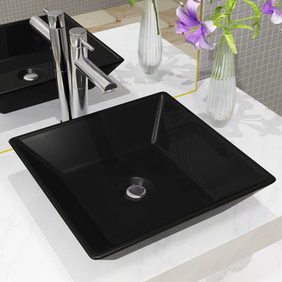 Vidaxl Washbasin cuadrado 41.5x41.5x12 cm de cerámica negra