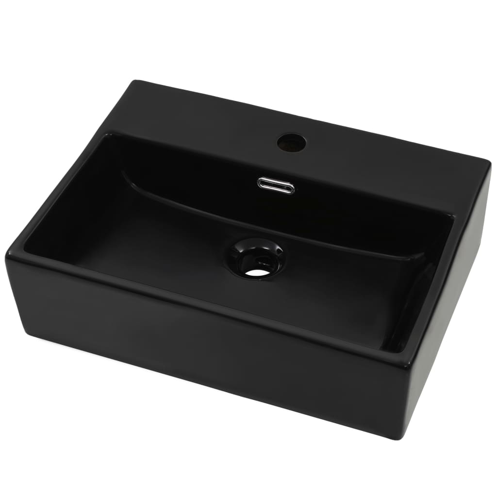 Vidaxl Washbasin con agujero de grifo 51.5x38.5x15 cm de cerámica negra