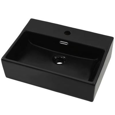 Vidaxl Washbasin con agujero de grifo 51.5x38.5x15 cm de cerámica negra