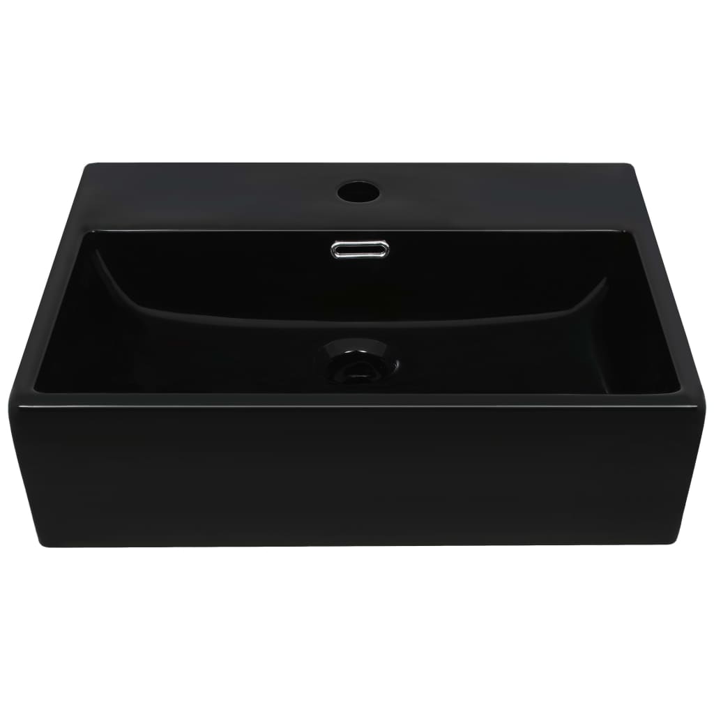 Vidaxl Washbasin con agujero de grifo 51.5x38.5x15 cm de cerámica negra