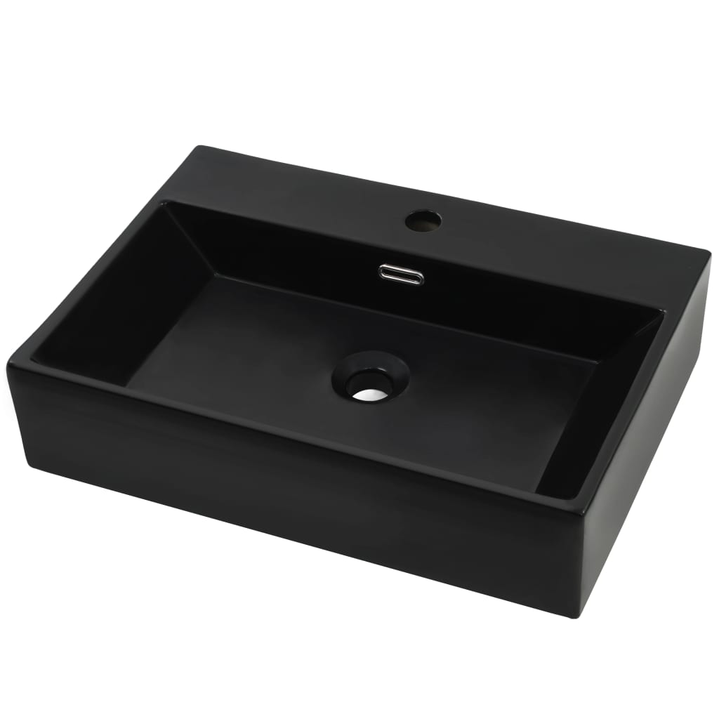 Vidaxl Washbasin con agujero de grifo 76x42.5x14.5 cm de cerámica negra