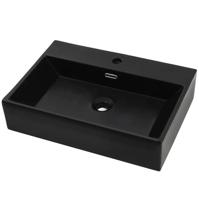 Vidaxl Washbasin con agujero de grifo 76x42.5x14.5 cm de cerámica negra