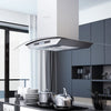 Vidaxl Island Extractor LCD Schermale Sensore 756 M³ U LED 90 cm