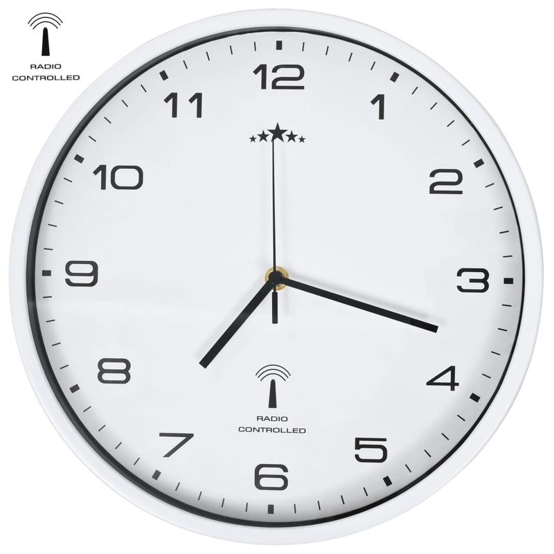 Reloj de pared Vidaxl con White de 31 cm de 31 cm, impulsado por radio de cuarzo