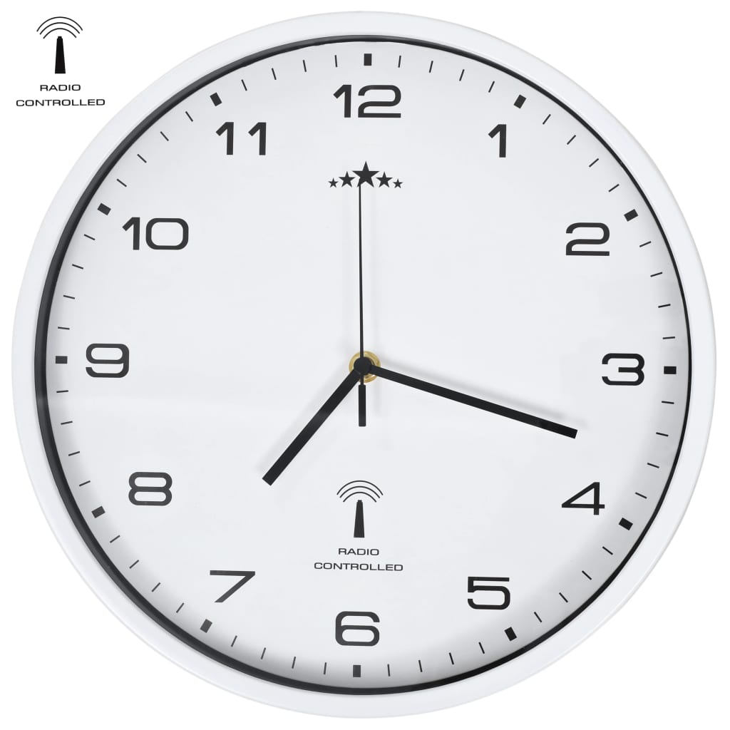 Reloj de pared Vidaxl con White de 31 cm de 31 cm, impulsado por radio de cuarzo