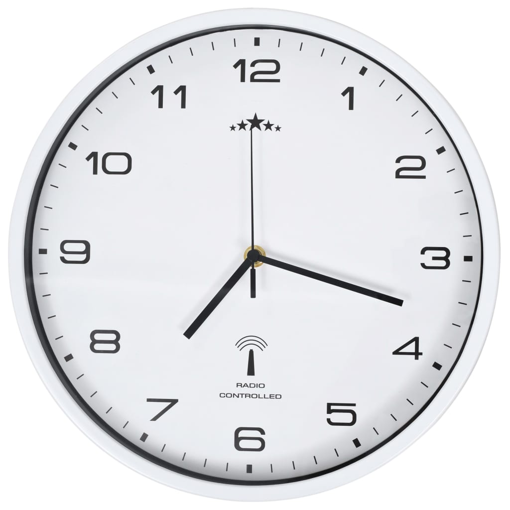 Reloj de pared Vidaxl con White de 31 cm de 31 cm, impulsado por radio de cuarzo