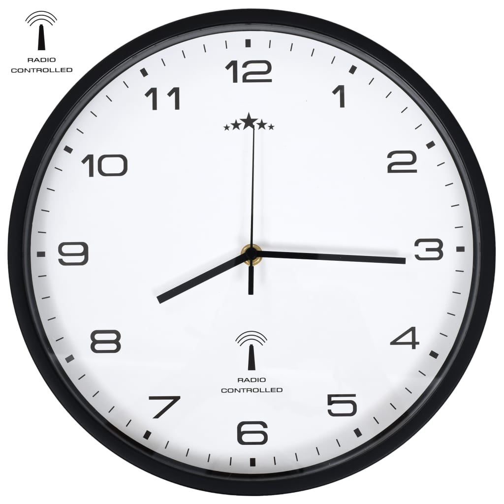 Orologio da parete Vidaxl con orologio in quarzo -radio -31 cm bianco e nero