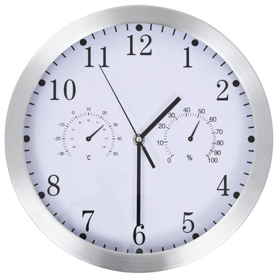 Reloj de pared Vidaxl con mecanismo de cuarzo Higrómetro termómetro de 30 cm blanco