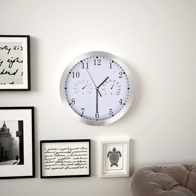 Reloj de pared Vidaxl con mecanismo de cuarzo Higrómetro termómetro de 30 cm blanco