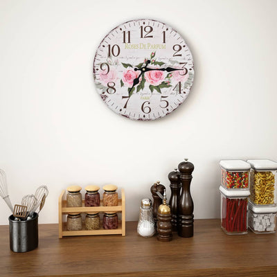 Vidaxl Reloj de pared estilo vintage de 30 cm flores