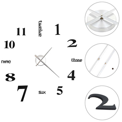 Vidaxl 3D Reloj de pared 100 cm XXL Negro moderno