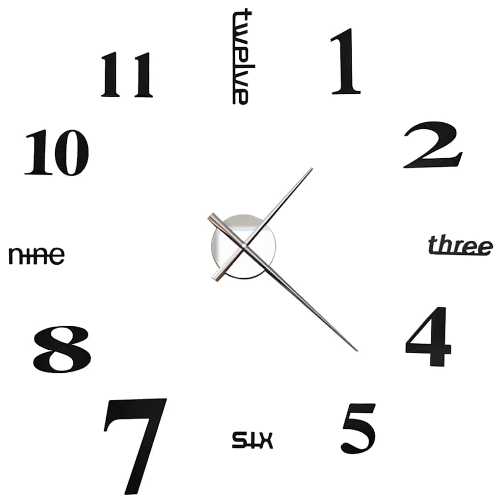 Vidaxl 3D Wall Clock 100 cm xxl Black moderno