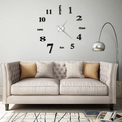 Vidaxl 3D Wall Clock 100 cm xxl Black moderno