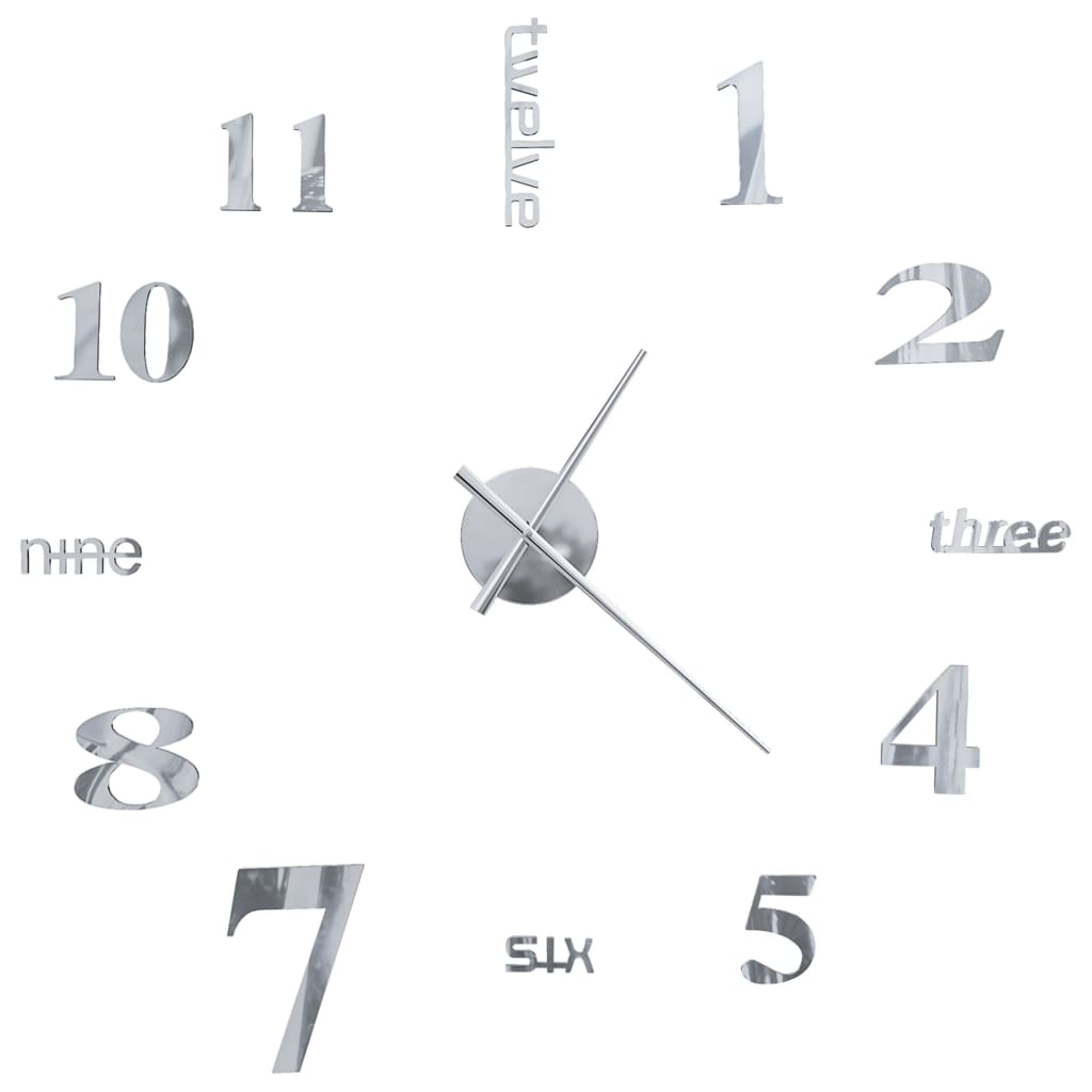 Vidaxl Orologio da parete 3D 100 cm xxl colorato argento moderno
