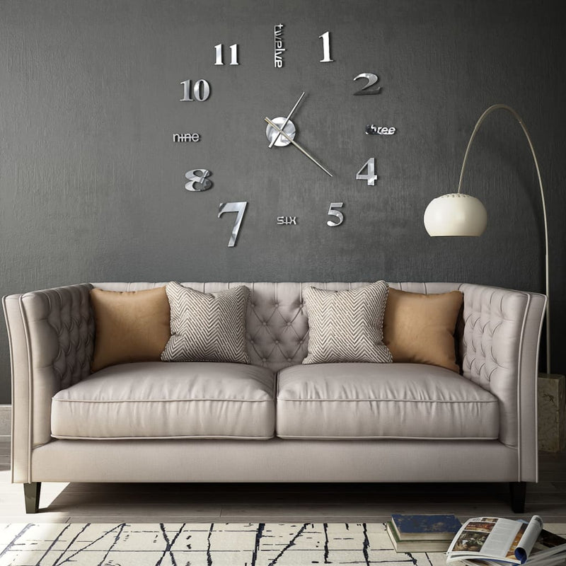 Vidaxl Orologio da parete 3D 100 cm xxl colorato argento moderno