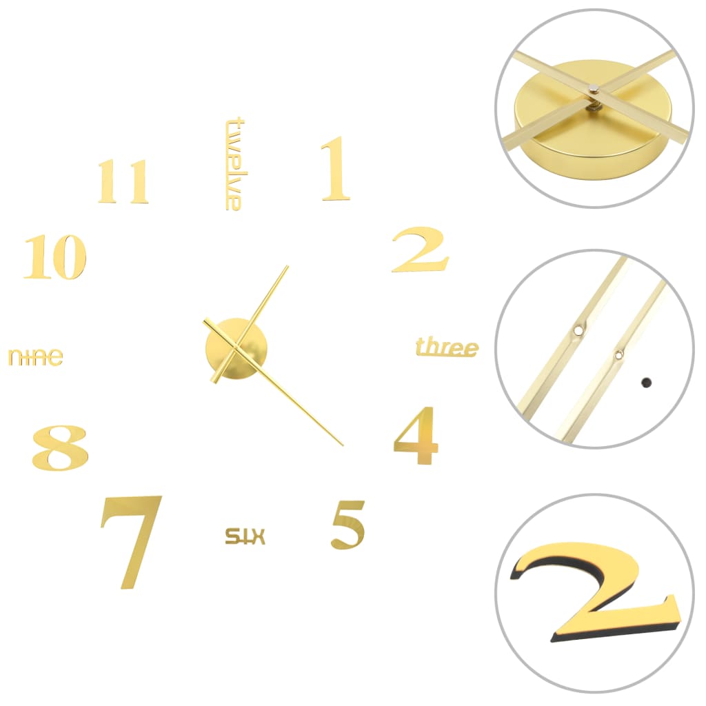 Vidaxl Orologio da parete 3D 100 cm xxl Oro moderno colorato