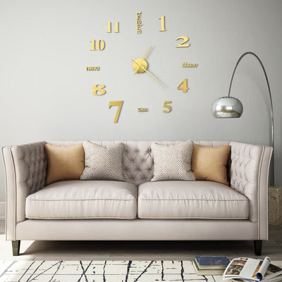 Vidaxl 3D Reloj de pared 100 cm XXL Modern Gold Colored