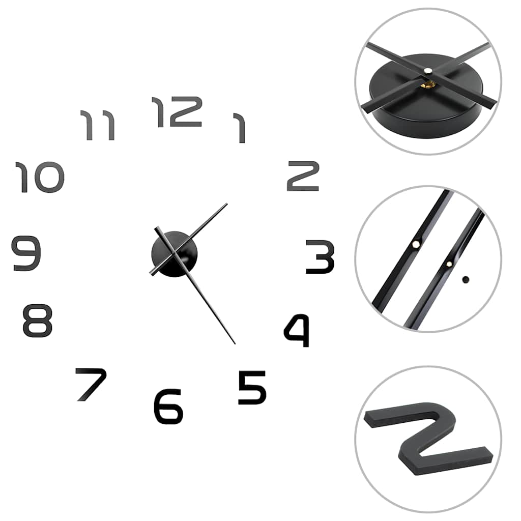 Vidaxl 3D Wall Clock 100 cm xxl Black moderno