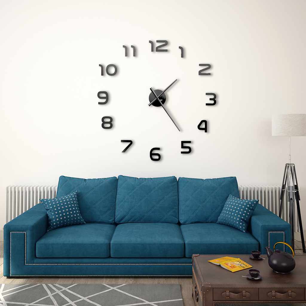 Vidaxl 3D Wall Clock 100 cm xxl Black moderno