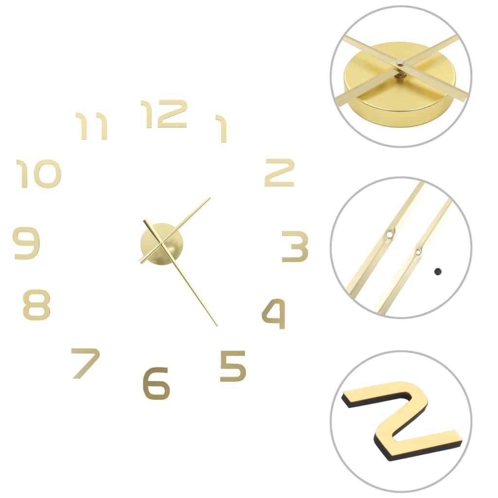 Vidaxl 3D Reloj de pared 100 cm XXL Modern Gold Colored