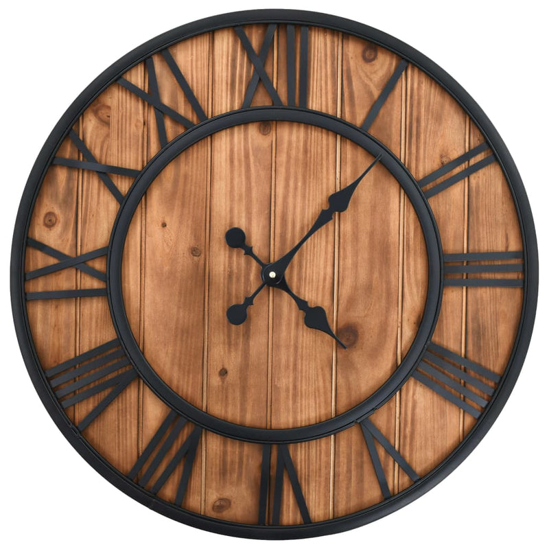 Vidaxl reloj de pared mecanismo de cuarzo de estilo vintage xxl 60 cm metal de madera
