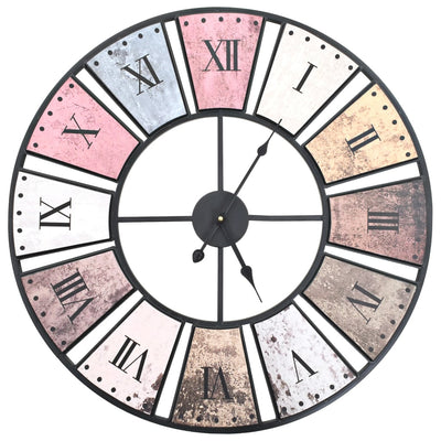 Vidaxl reloj de pared mecanismo de cuarzo de estilo vintage xxl 60 cm de metal