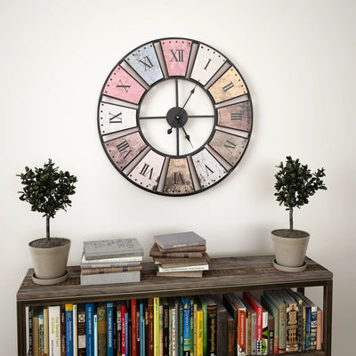 Vidaxl reloj de pared mecanismo de cuarzo de estilo vintage xxl 60 cm de metal