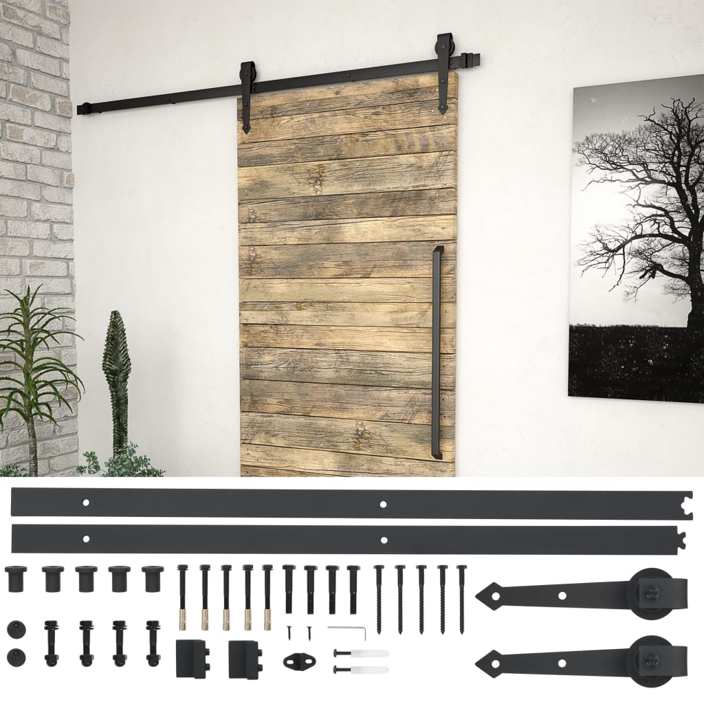 Scatola Vidaxl con parti per porta scorrevole 183 cm in acciaio nero