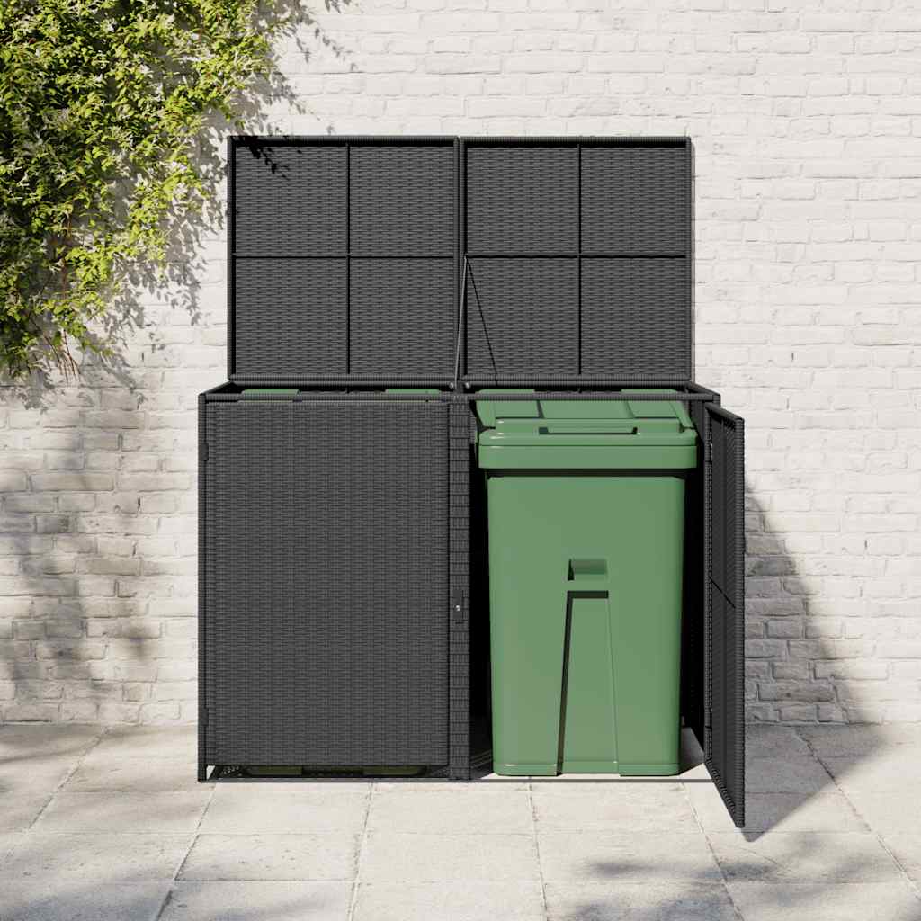 Archiviazione contenitore Vidaxl Double 148x80x111 cm Poly Rattan Black