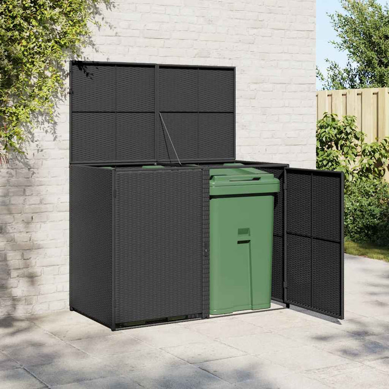 Archiviazione contenitore Vidaxl Double 148x80x111 cm Poly Rattan Black