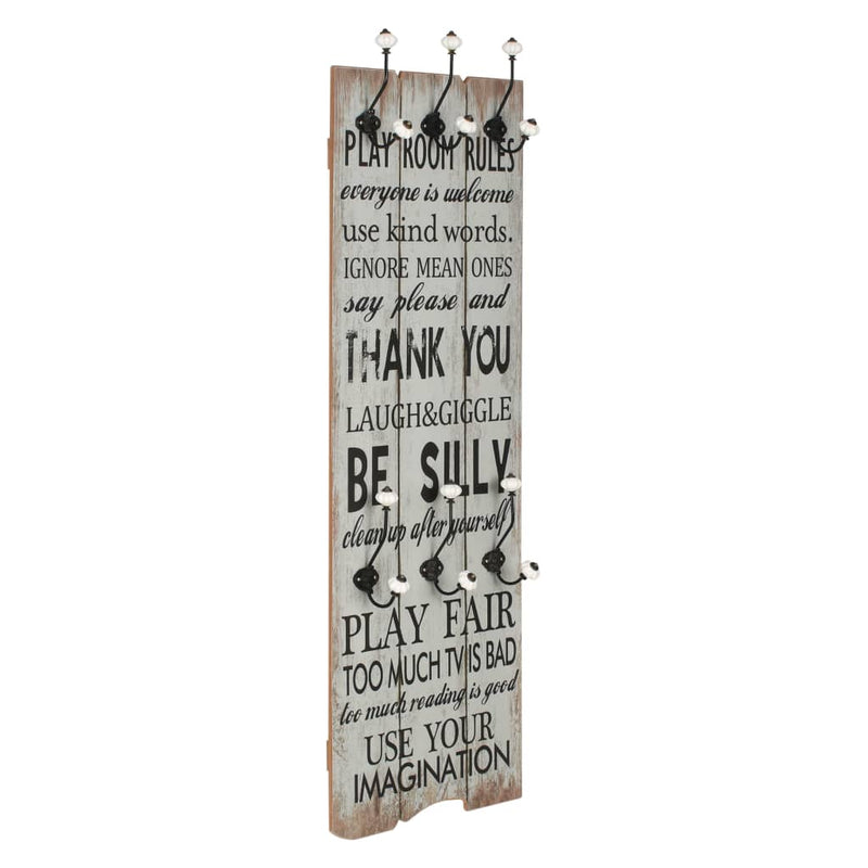 Vidaxl Wall Coat Rack con 6 ganci Grazie 120x40 cm