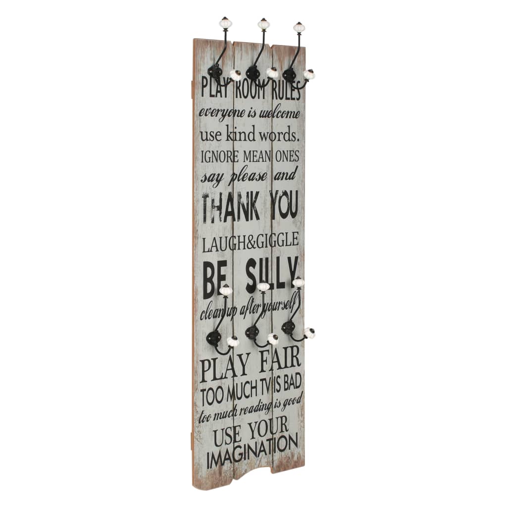Vidaxl Wall Coat Rack con 6 ganci Grazie 120x40 cm