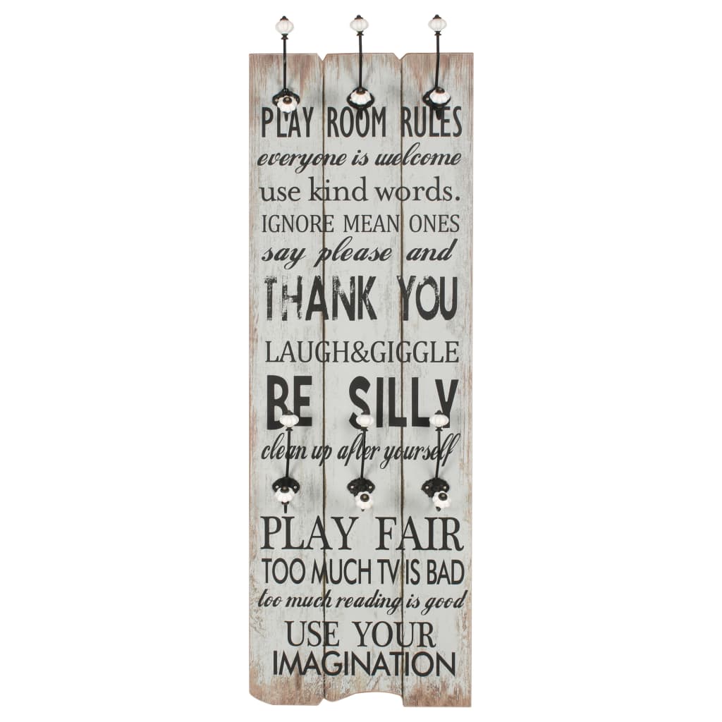 Vidaxl Wall Coat Rack con 6 ganci Grazie 120x40 cm