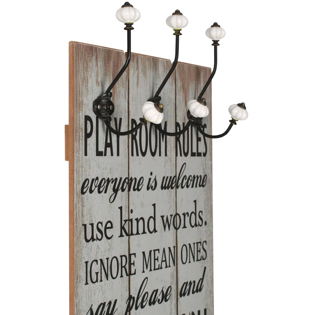 Vidaxl Wall Coat Rack con 6 ganci Grazie 120x40 cm