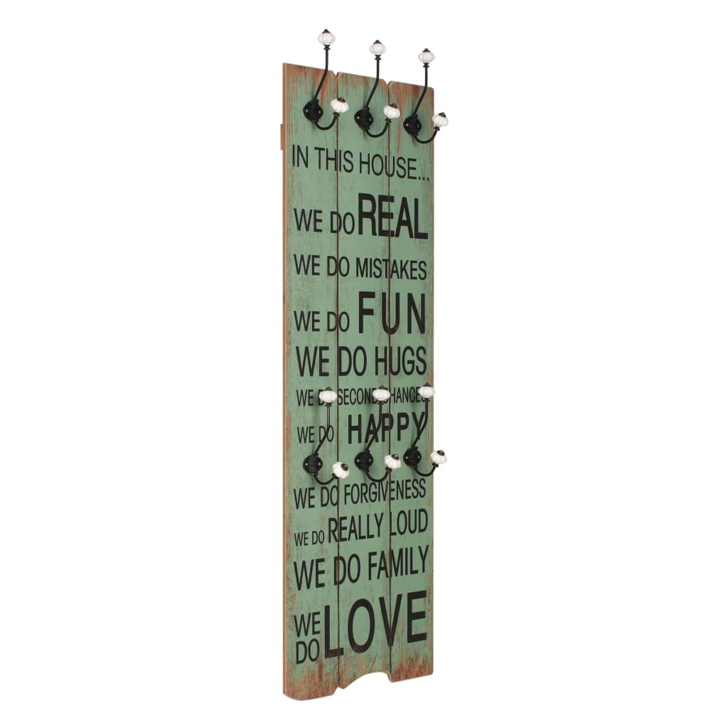 Vidaxl Wall Coat Rack con 6 ganchos Happy Love 120x40 cm