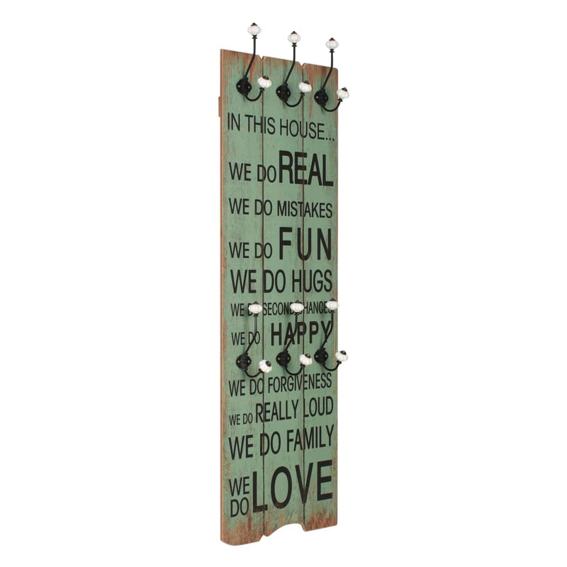 Vidaxl Wall Coat Rack con 6 ganci Happy Love 120x40 cm