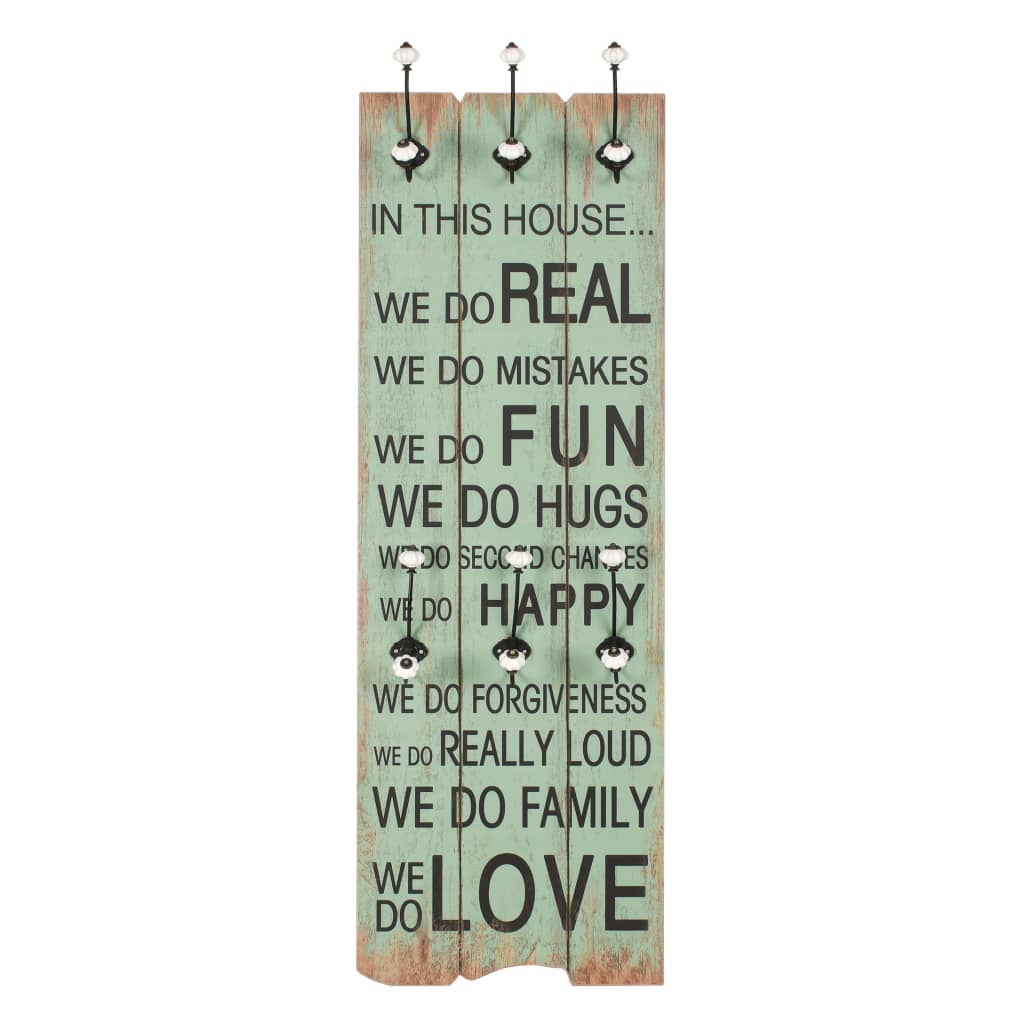Vidaxl Wall Coat Rack con 6 ganchos Happy Love 120x40 cm