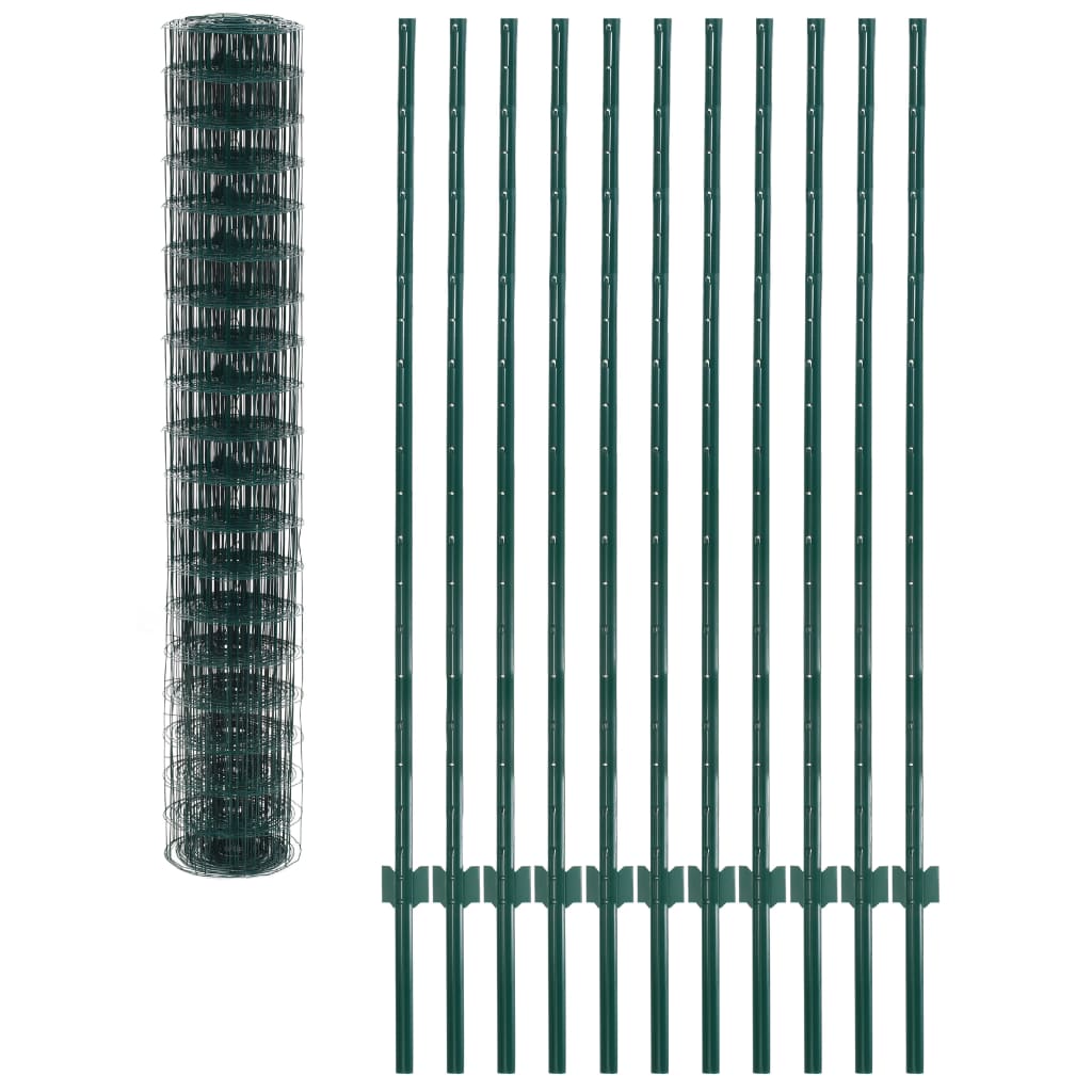 Vidaxl euro hek 20x1,5 m staal groen