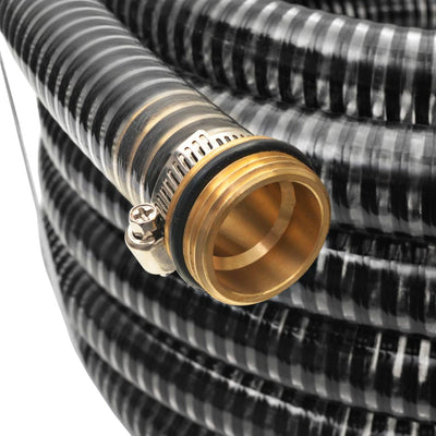 Vidaxl Sucking tubo con giunti in ottone 7 m 25 mm nero