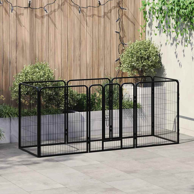 Vidaxl Dog Run con 8 pannelli 80x100 cm in acciaio nero