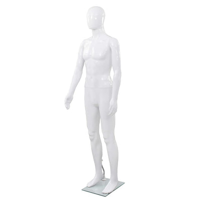Vidaxl Estalage Doll maschio con piede di vetro 175 cm bianco lucido