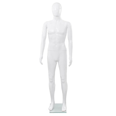 Vidaxl Estalage Doll maschio con piede di vetro 175 cm bianco lucido