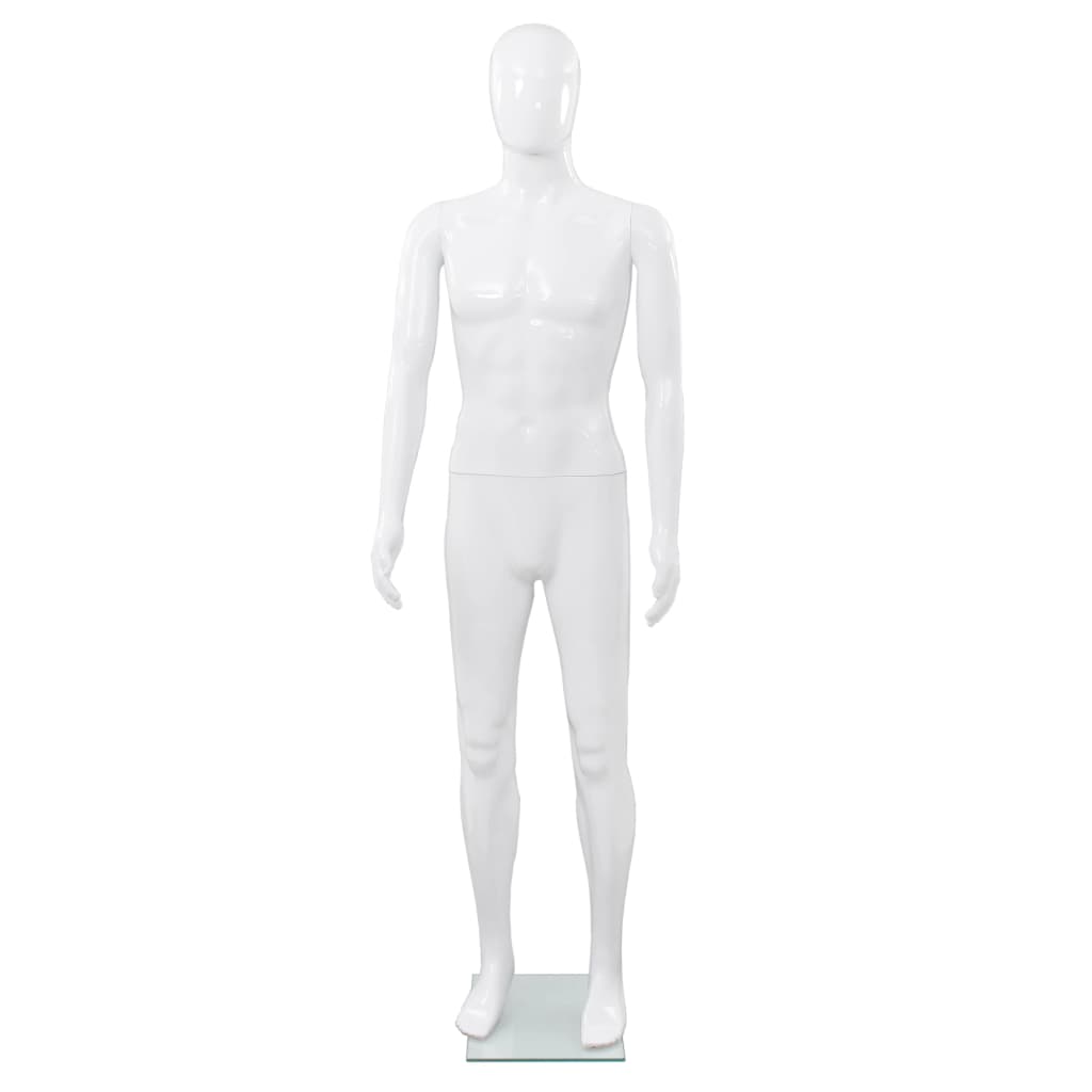 Vidaxl Estalage Doll maschio con piede di vetro 175 cm bianco lucido